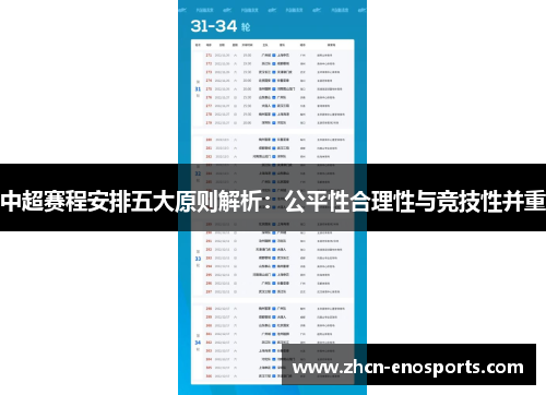 中超赛程安排五大原则解析：公平性合理性与竞技性并重