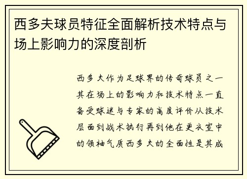 西多夫球员特征全面解析技术特点与场上影响力的深度剖析